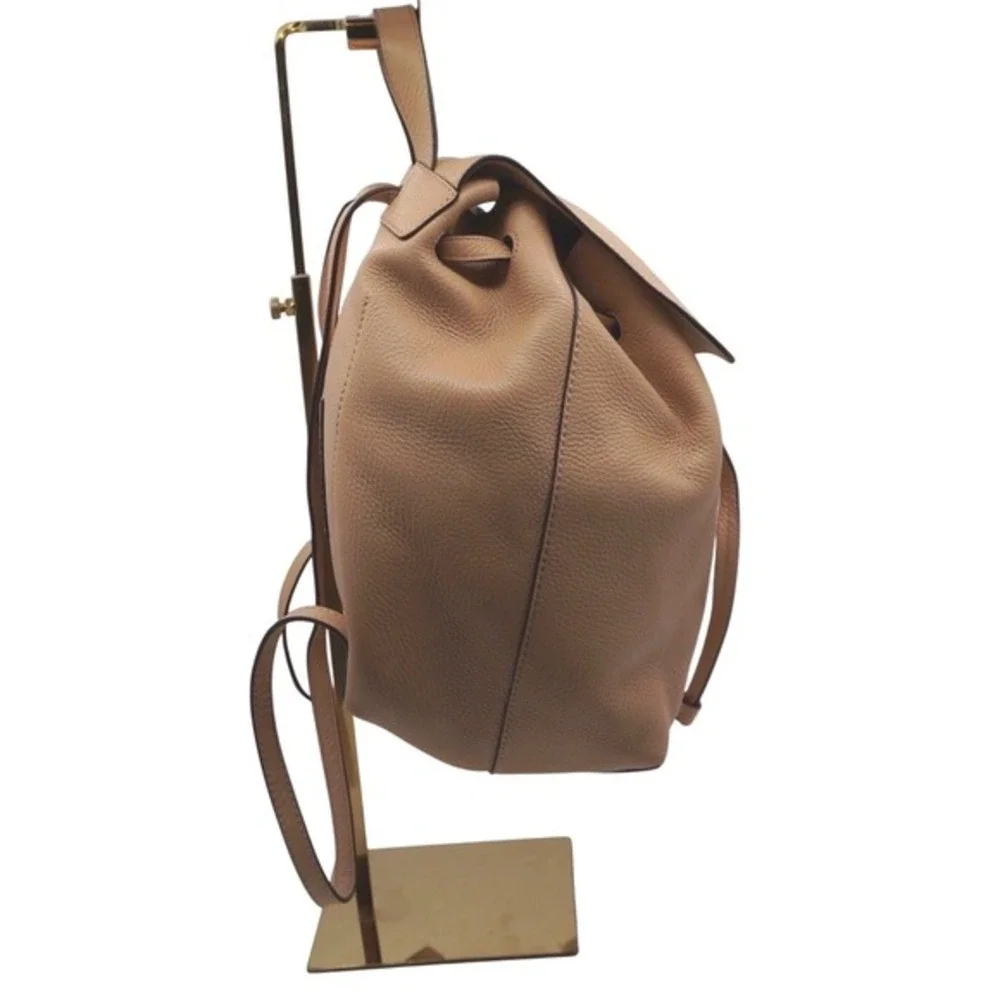Michael Kors Pebbled Leather Drawstring Backpack Tan Beige MK Logo M‎ Chic 36